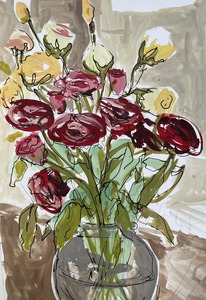 Sketchbook watercolour of roses - Wendy